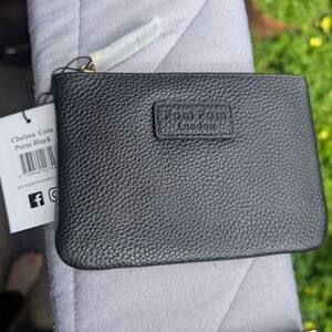 Pom Pom London Chelsea Wallet Purse Black Full Grain Leather
